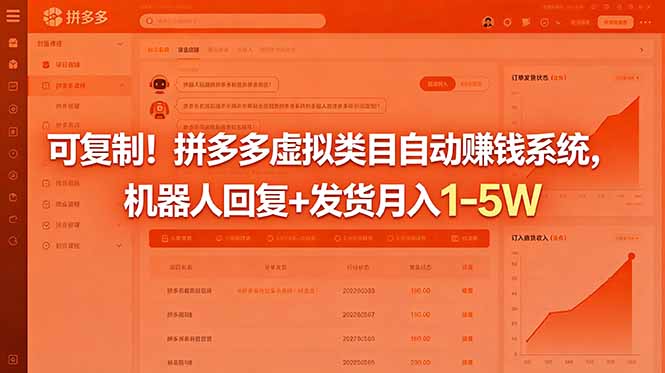 可复制！拼多多虚拟类目自动赚钱系统，机器人回复+发货月入 1-5W-皮皮网创