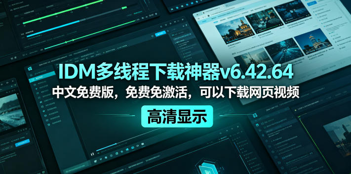 IDM多线程下载神器v6.42.64中文免费版，免费免激活，可以下载网页视频(例如飞书文档内的视频)-皮皮网创