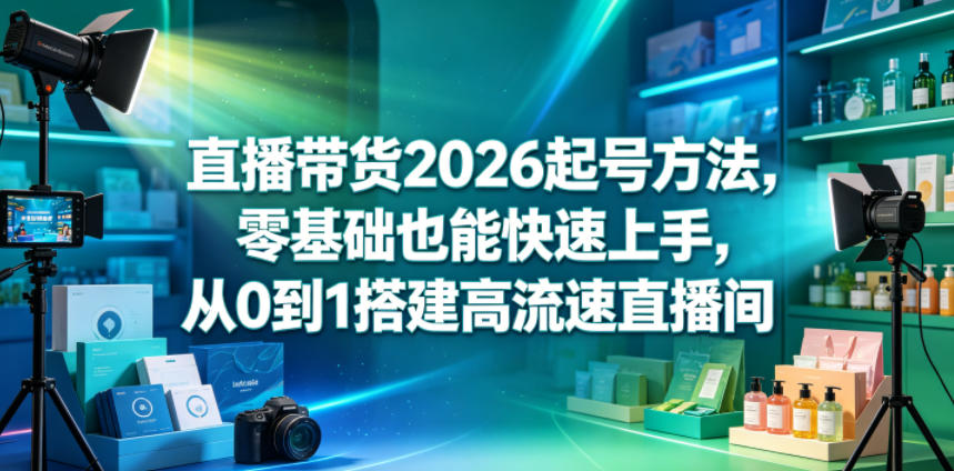 直播带货2026起号方法，零基础也能快速上手，从0到1搭建高流速直播间-皮皮网创