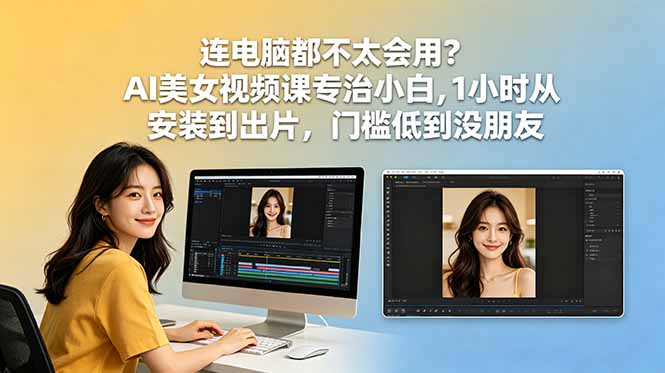 连电脑都不太会用？AI美女视频课专治小白，1小时从安装到出片，门槛低到没朋友-皮皮网创