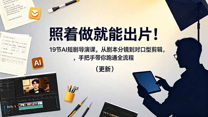 照着做就能出片！19节AI短剧导演课，从剧本分镜到对口型剪辑，手把手带你跑通全流程(更新-皮皮网创