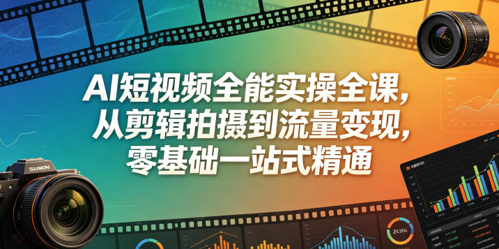 AI短视频全能实操全课，从剪辑拍摄到流量变现，零基础一站式精通-皮皮网创