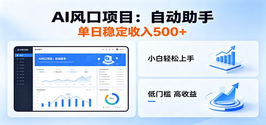 全新AI自动助手项目，低门槛入局，每日稳定收益500以上-皮皮网创