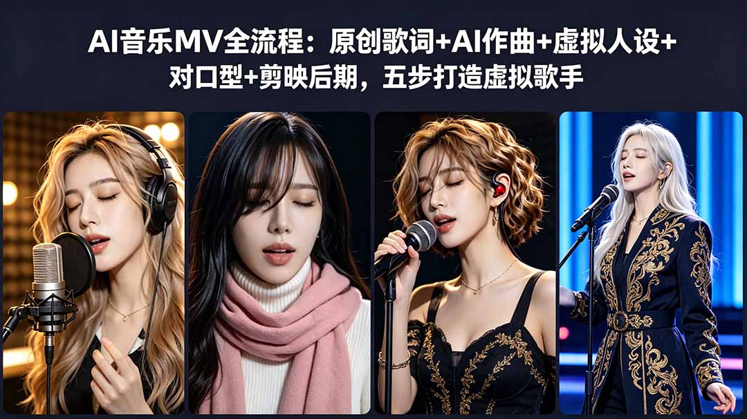 AI音乐MV全流程：原创歌词+AI作曲+虚拟人设+对口型+剪映后期，五步打造虚拟歌手-皮皮网创