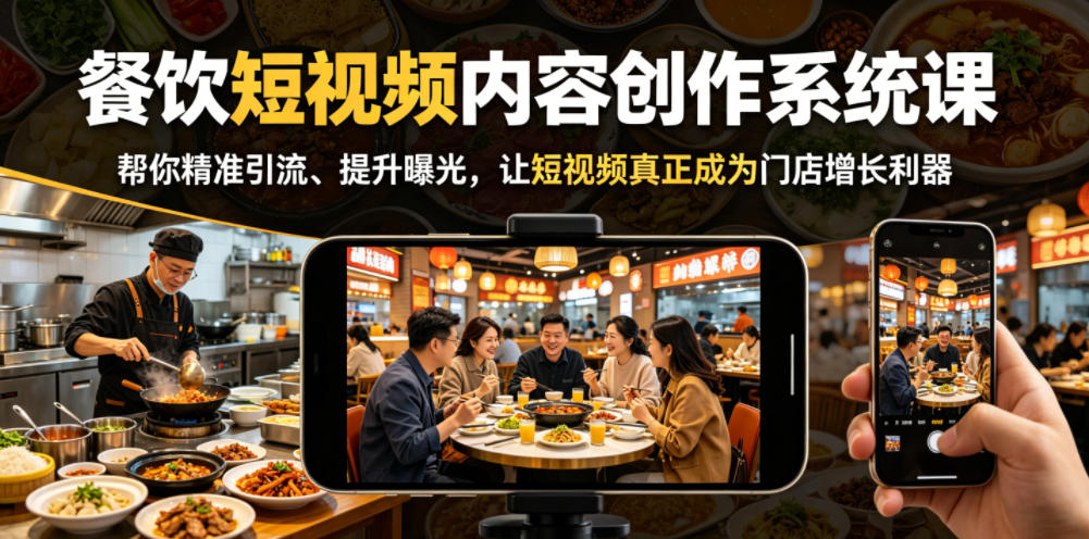 餐饮短视频内容创作系统课,帮你精准引流、提升曝光,让短视频真正成为门店增长利器-皮皮网创