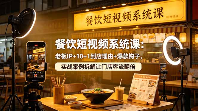 餐饮短视频系统课：老板IP+10+1到店理由+爆款钩子，实战案例拆解让门店客流翻倍-皮皮网创