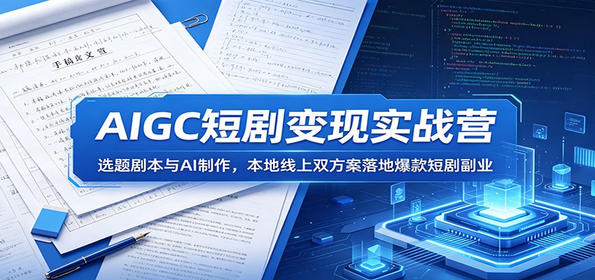AIGC短剧变现实战营：选题剧本与AI制作，本地线上双方案落地爆款短剧副业-皮皮网创