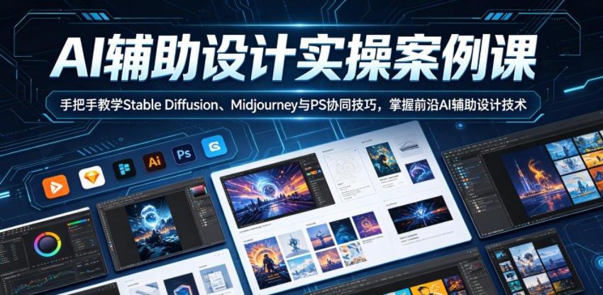 AI辅助设计实操案例课，手把手教学Stable Diffusion、Midjourney与PS协同技巧，掌握前沿AI辅助设计技术-皮皮网创