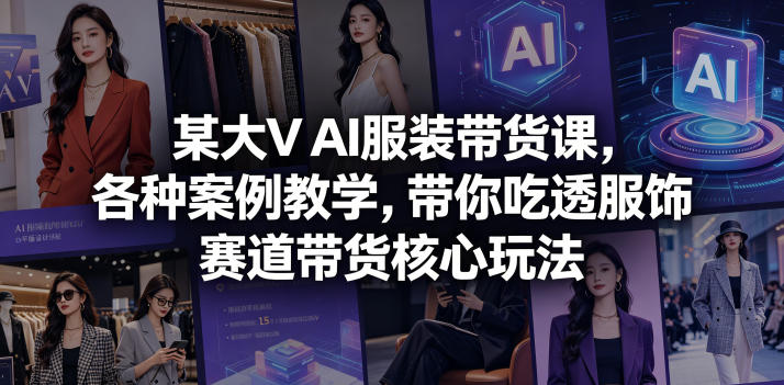 某大V AI服装带货课，各种案例教学，带你吃透服饰赛道带货核心玩法-皮皮网创