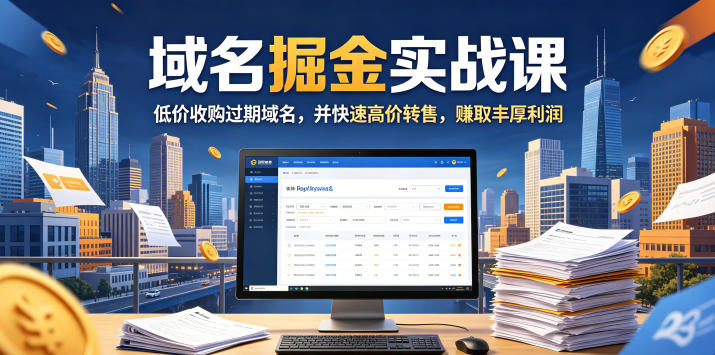 域名交易掘金实战课，低价收购过期域名，并快速高价转售，賺取丰厚利润【原创双语字幕】-皮皮网创
