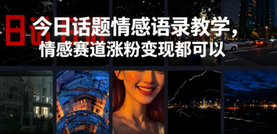 今日话题情感语录教学，情感赛道涨粉变现都可以-皮皮网创