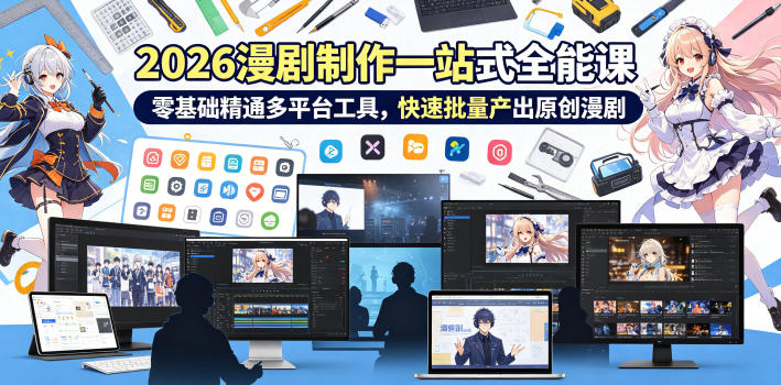 2026 AI漫剧制作一站式全能课，零基础精通多平台工具，快速批量产出原创漫剧-皮皮网创