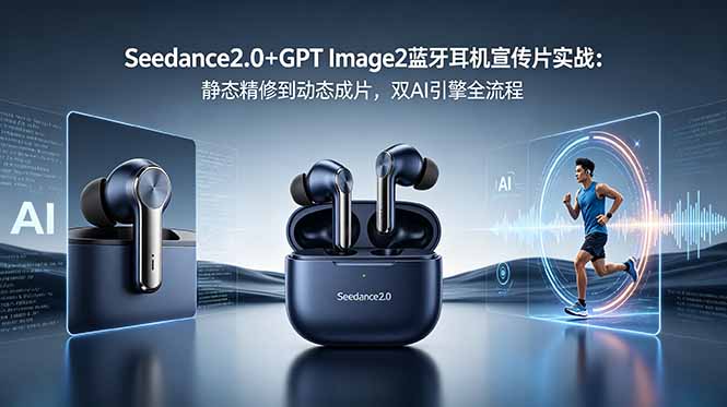 Seedance2.0+GPT Image2蓝牙耳机宣传片实战：静态精修到动态成片，双AI引擎全流程-皮皮网创