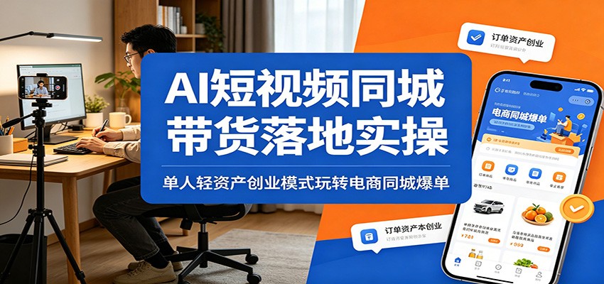 AI短视频同城带货落地实操：单人轻资产创业模式玩转电商同城爆单-皮皮网创