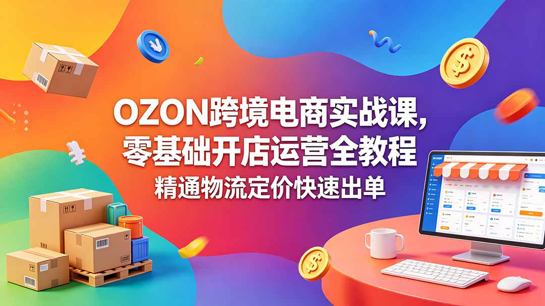 OZON 跨境电商实战课，零基础开店运营全教程，精通物流定价快速出单-皮皮网创
