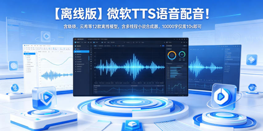 【离线版】微软TTS语音配音！含晓晓，云希等12款离线模型，含多线程小说合成器，10000字仅需10s即可-皮皮网创