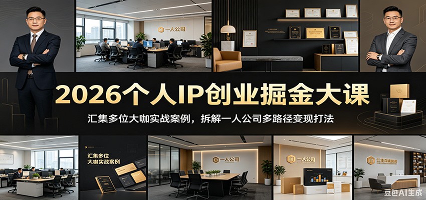 2026个人IP创业掘金大课:汇集多位大咖实战案例,拆解一人公司多路径变现打法-皮皮网创
