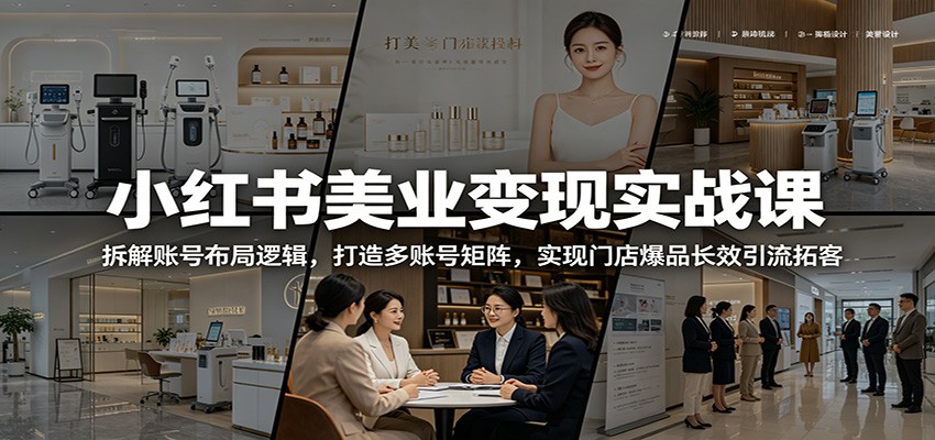 小红书美业变现实战课：拆解账号布局逻辑，打造多账号矩阵，实现门店爆品长效引流拓客-皮皮网创