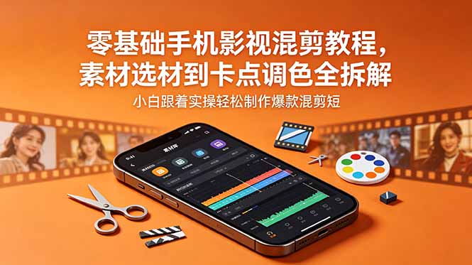 零基础手机影视混剪教程，素材选材到卡点调色全拆解，小白跟着实操轻松制作爆款混剪短片-皮皮网创