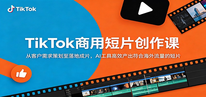 TikTok商用短片创作课：从客户需求策划至落地成片，AI工具高效产出符合海外流量的短片-皮皮网创