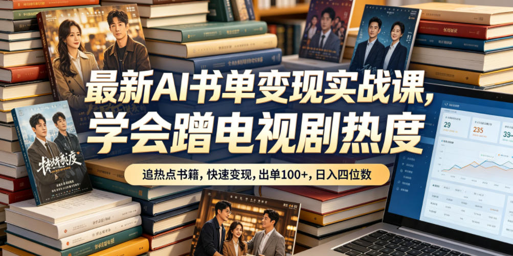 最新AI书单变现实战课，学会蹭电视剧热度，追热点书籍，快速变现，出单100+，日入四位数-皮皮网创