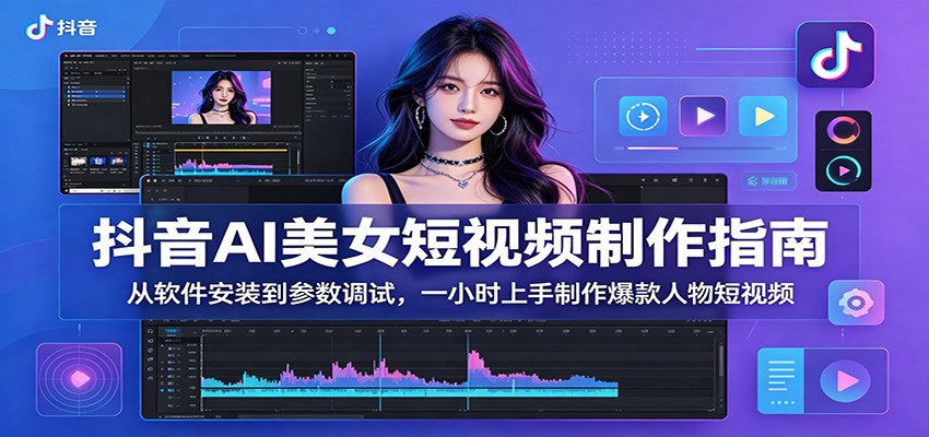 抖音AI美女短视频制作指南：从软件安装到参数调试，一小时上手制作爆款人物短视频-皮皮网创