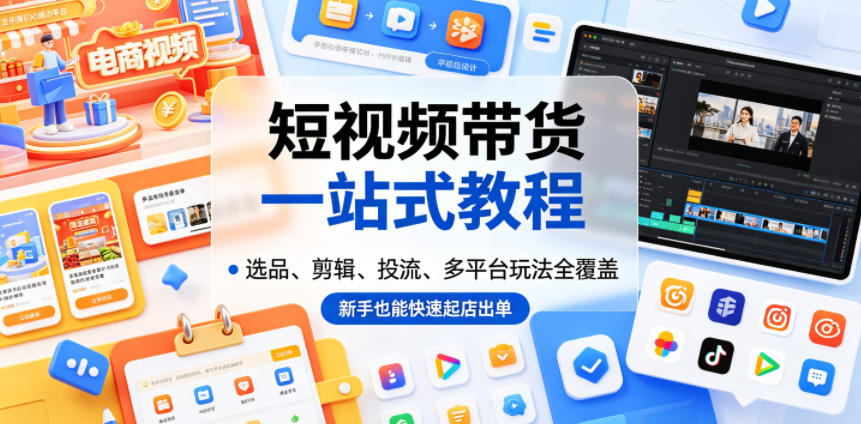 短视频带货一站式教程,选品、剪辑、投流、多平台玩法全覆盖,新手也能快速起店出单-皮皮网创