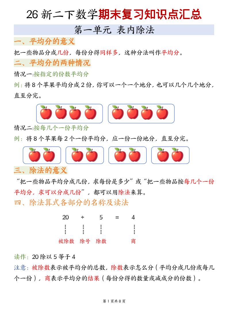 二年级下数学期末复习知识点汇总《沪教版》-皮皮网创