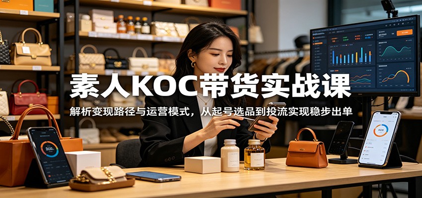 素人KOC带货实战课：解析变现路径与运营模式，从起号选品到投流实现稳步出单-皮皮网创