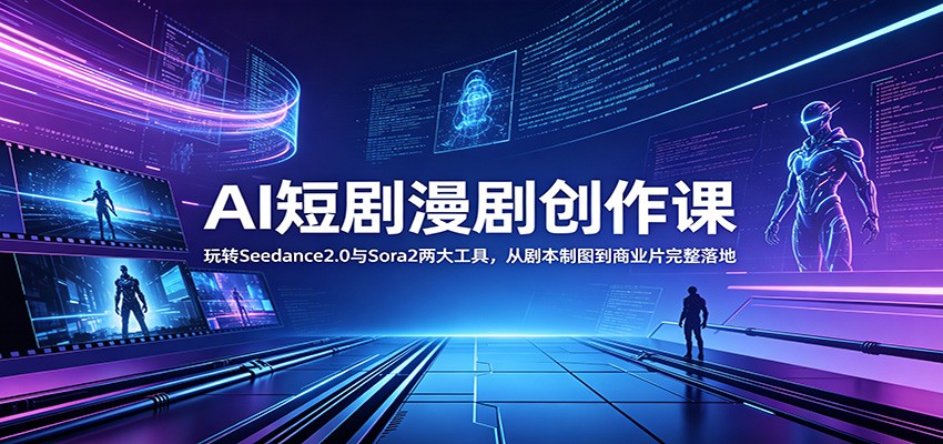 AI短剧漫剧创作课：玩转Seedance2.0与 Sora2两大工具，从剧本制图到商业片完整落地-皮皮网创