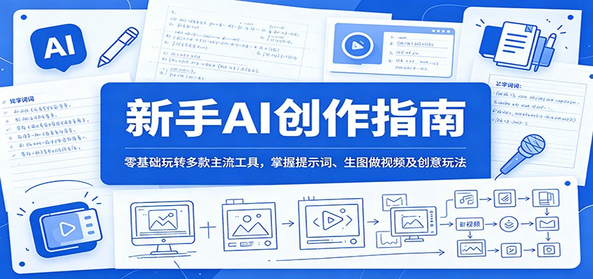 新手AI创作指南：零基础玩转多款主流工具，掌握提示词、生图做视频及创意玩法-皮皮网创