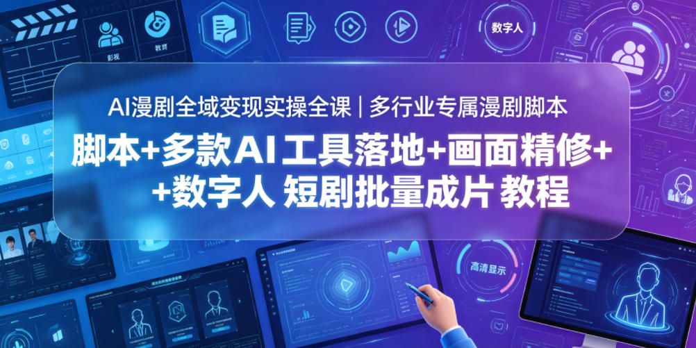 AI漫剧全域变现实操全课｜多行业专属漫剧脚本+多款AI工具落地+画面精修+数字人短剧批量成片全教程-皮皮网创