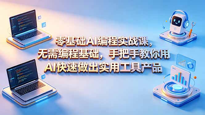 零基础AI编程实战课-更新,无需编程基础,手把手教你用AI快速做出实用工具产品-皮皮网创