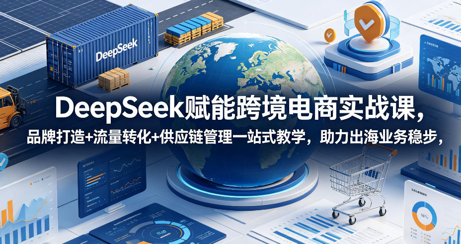 DeepSeek赋能跨境电商实战课，品牌打造+流量转化+供应链管理一站式教学，助力出海业务稳步发展-皮皮网创