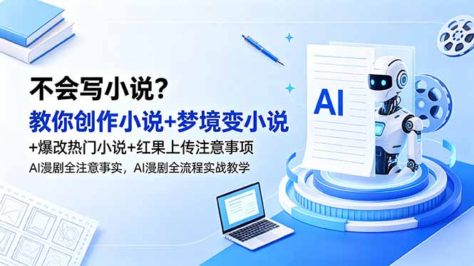 不会写小说?教你创作小说+梦境变小说+爆改热门小说+红果上传注意事项,AI漫剧全流程实战教学-皮皮网创