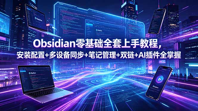 Obsidian零基础全套上手教程,安装配置+多设备同步+笔记管理+双链+AI插件全掌握-皮皮网创
