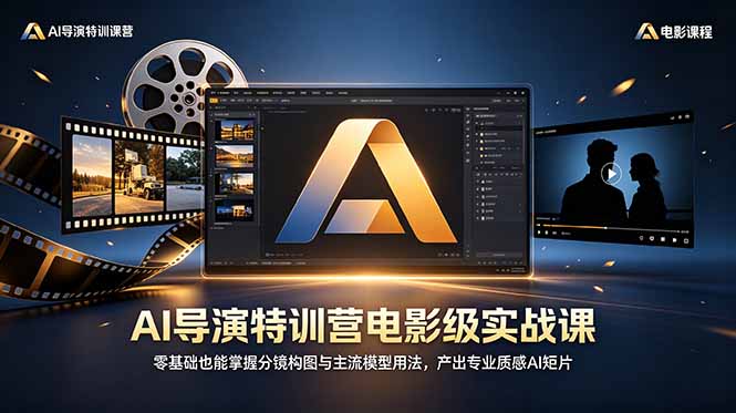 AI导演特训营电影级实战课,零基础也能掌握分镜构图与主流模型用法,产出专业质感AI短片-皮皮网创