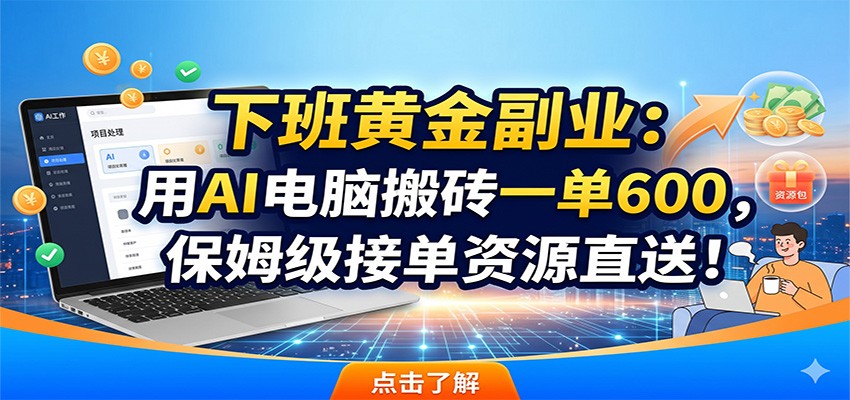 下班黄金副业:用AI电脑搬砖一单600,保姆级接单资源直送!-皮皮网创