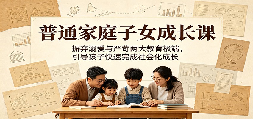普通家庭子女成长课：摒弃溺爱与严苛两大教育极端，引导孩子快速完成社会化成长-皮皮网创