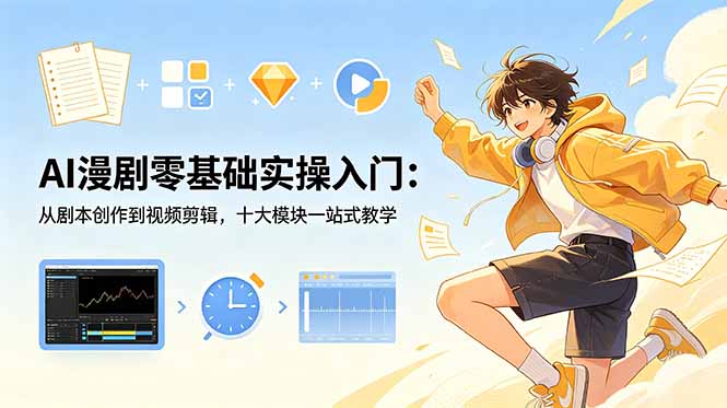 AI漫剧零基础实操入门：从剧本创作到视频剪辑，十大模块一站式教学-皮皮网创
