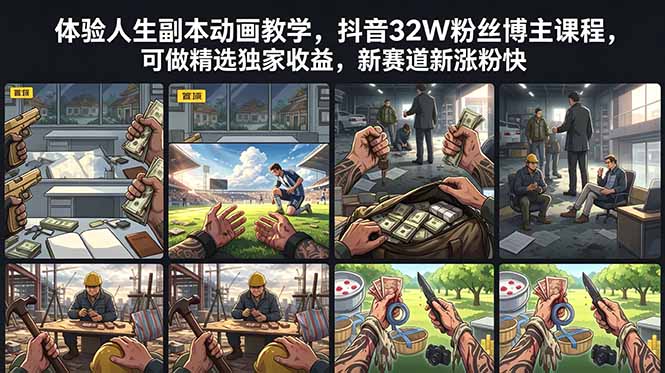 体验人生副本动画教学， 抖音32W粉丝博主课程，可做精选独家收益，新赛道新涨粉快-皮皮网创