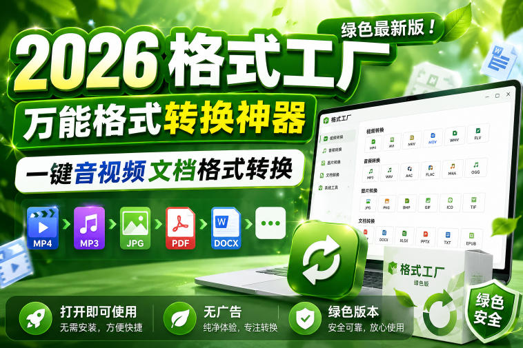 2026格式工厂绿色最新版!万能格式转换神器,一键音视频文档格式转换,打开即可使用,无广告绿色版本-皮皮网创