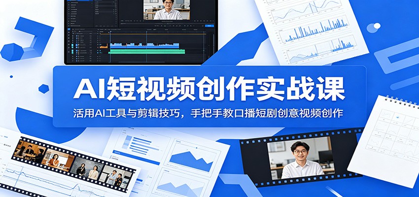 AI短视频创作实战课:活用AI工具与剪辑技巧,手把手教口播短剧创意视频创作-皮皮网创
