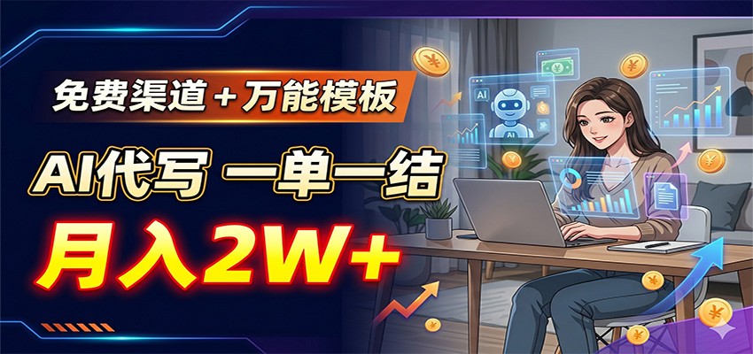 免费渠道+万能模板,AI代写一单一结,月入2W+-皮皮网创