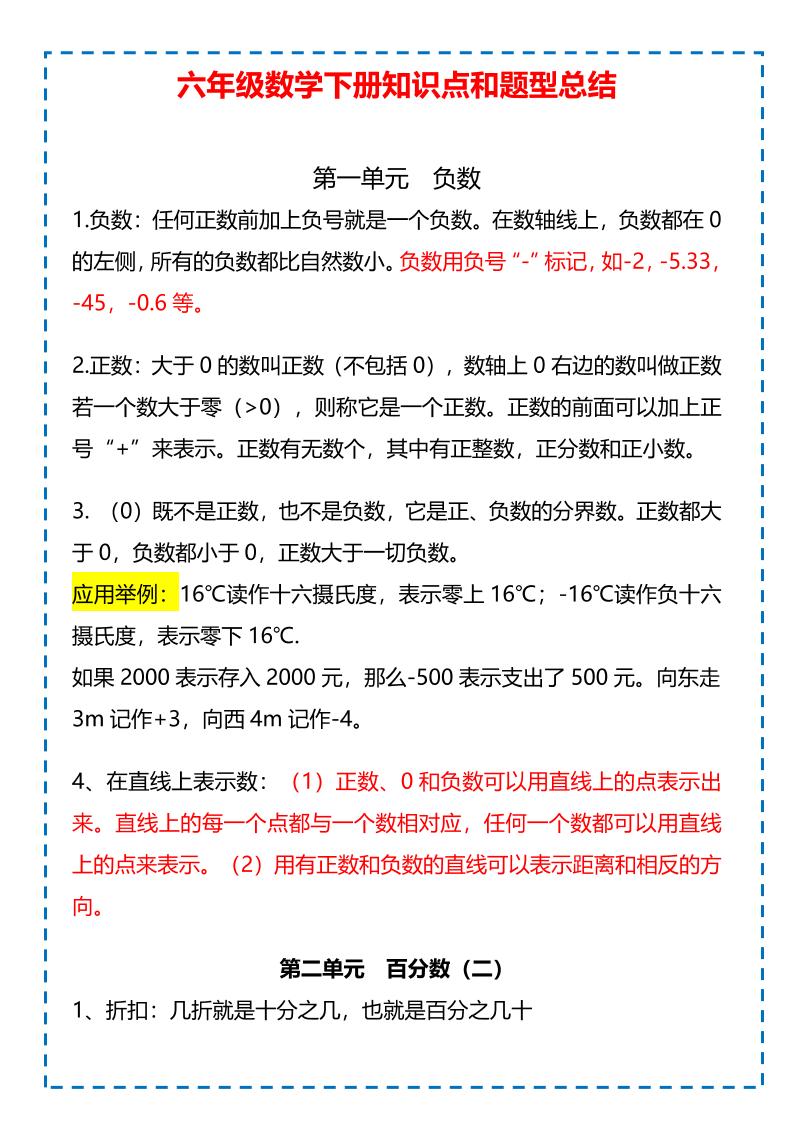 六年级下数学下册知识点题型总结-皮皮网创