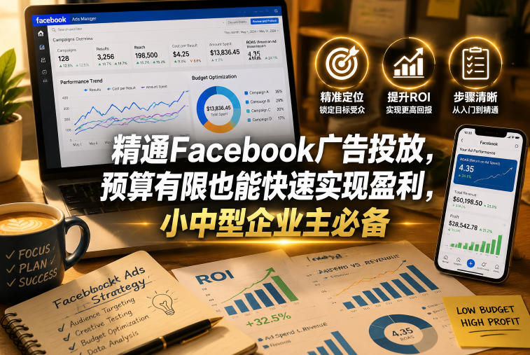精通Facebook广告投放，预算有限也能快速实现盈利，小中型企业主必备【原创双语字幕】-皮皮网创