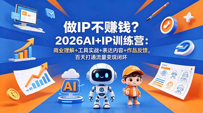 做IP不赚钱？2026AI+IP训练营：商业理解+工具实战+表达内容+作品反馈，百天打通流量变现闭环-皮皮网创