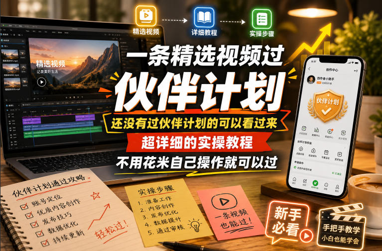 一条精选视频过伙伴计划,还没有过伙伴计划的可以看过来,超详细的实操教程,不用花米自己操作就可以过-皮皮网创