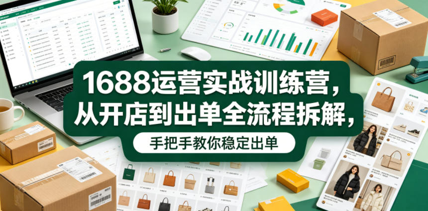 1688运营实战训练营,从开店到出单全流程拆解,手把手教你稳定出单-皮皮网创