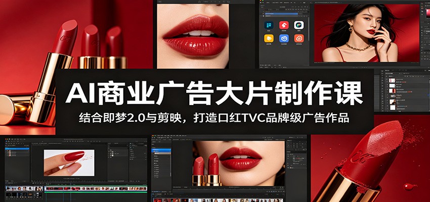 AI商业广告大片制作课：结合即梦2.0与剪映，打造口红TVC品牌级广告作品-皮皮网创